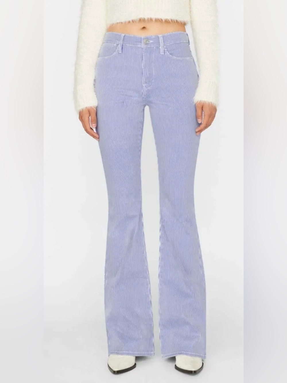 Frame Denim Le High Navy and White Striped Bootcut Jeans Railroad Stripe NWT